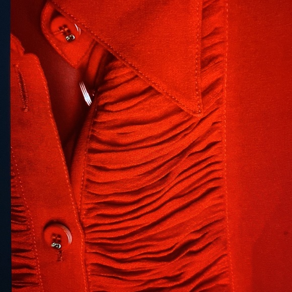 Escada Gorgeous Red 💯 Silk Logo Button Blouse - Picture 11 of 16